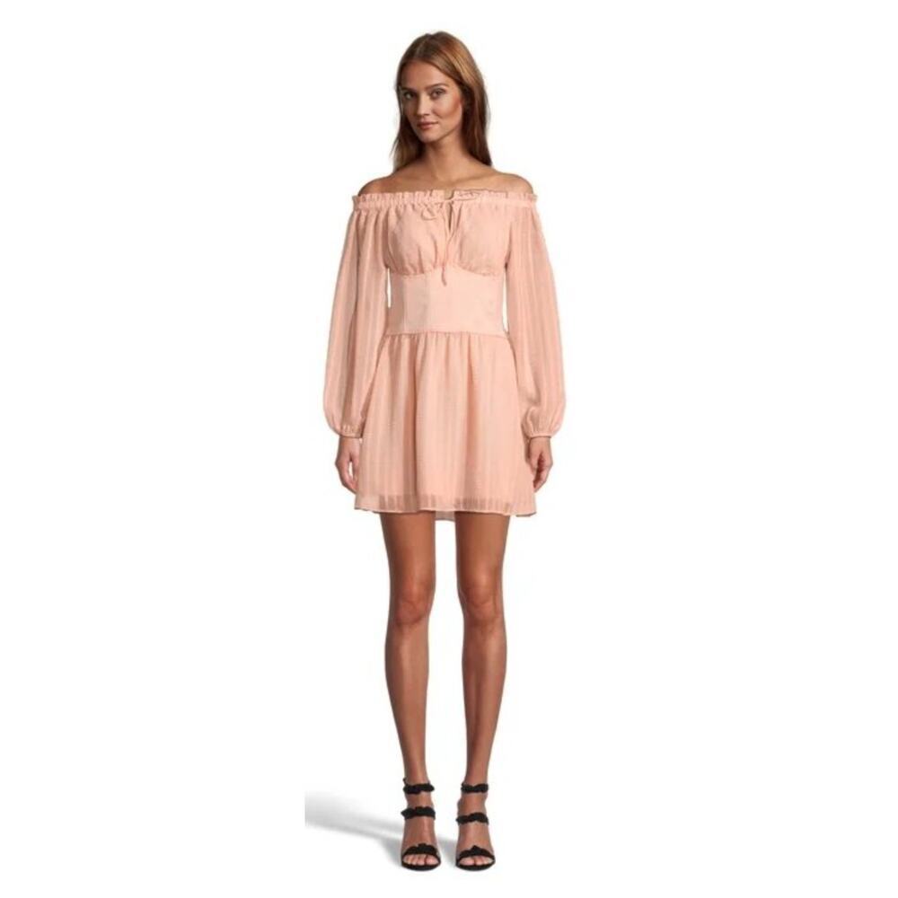 Guess Women's Corset Mini Dressโ Size Medium Peach Romantic Feminine